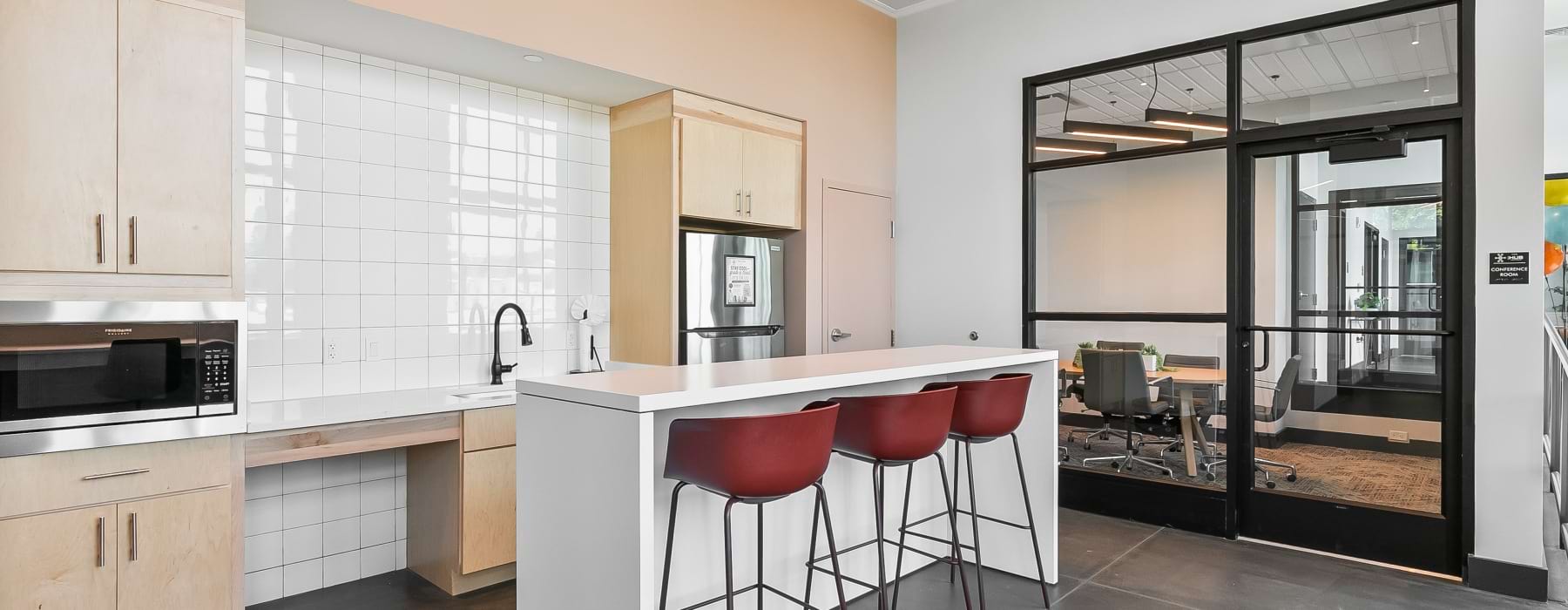 coworking space with kitchen and conference room