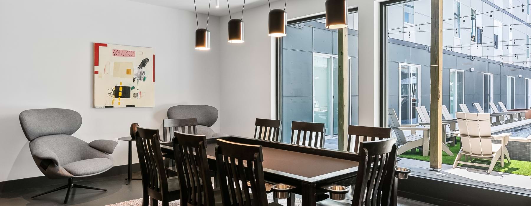 table with chairs in clubhouse